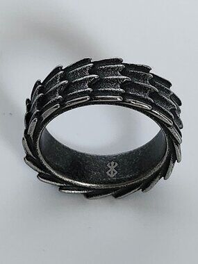 NEW Nanimerica Unisex Anime Punk Goth Armor Hand Finish Titanium Ring Size 11